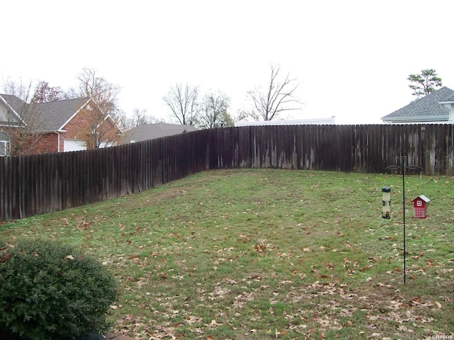 view of yard featuring a fenced backyard