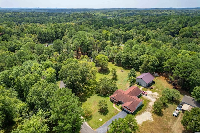 drone / aerial view with a forest view