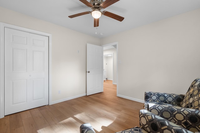 106 Grissom Trl, Hot Springs, AR 71913 - sitting room featuring light wood finished floors, a ceiling fan, and baseboards