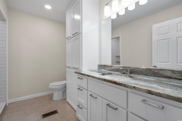 106 Grissom Trl, Hot Springs, AR 71913 - bathroom featuring vanity, toilet, baseboards, recessed lighting, and tile patterned flooring