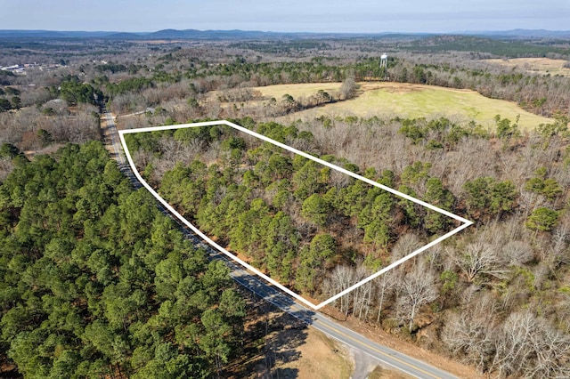 bird's eye view featuring a forest view