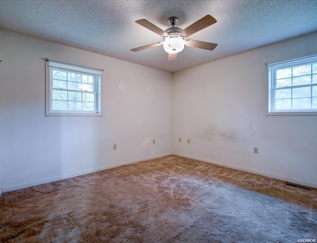 427 Morrison Rd, Arkadelphia, AR 71923 - spare room featuring plenty of natural light, a ceiling fan, carpet floors, and a textured ceiling