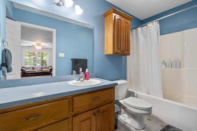 539 Charlie Stover Rd, Royal, AR 71968 - full bathroom with vanity, shower / bath combo, and tile patterned floors
