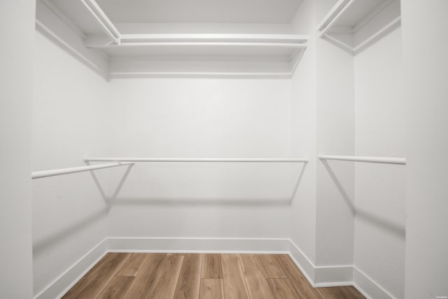 walk in closet featuring wood finished floors