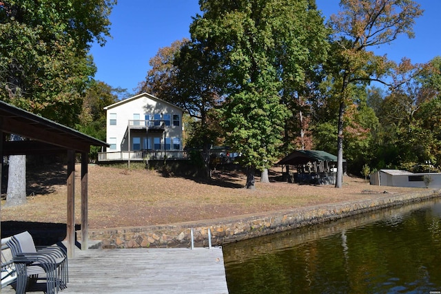 view of dock featuring a water view