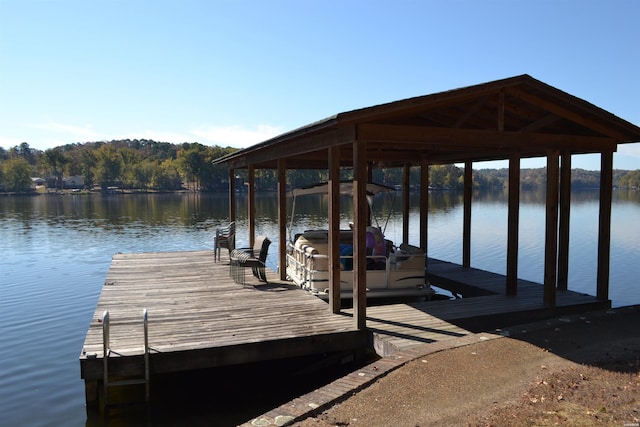 dock area featuring a water view