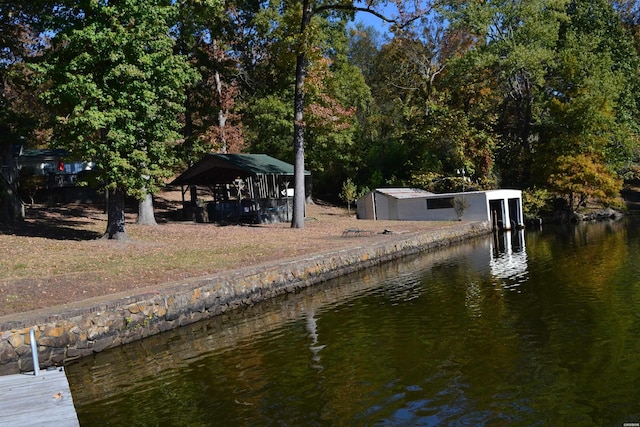 view of dock featuring a water view