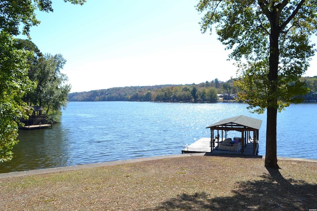 view of dock featuring a water view