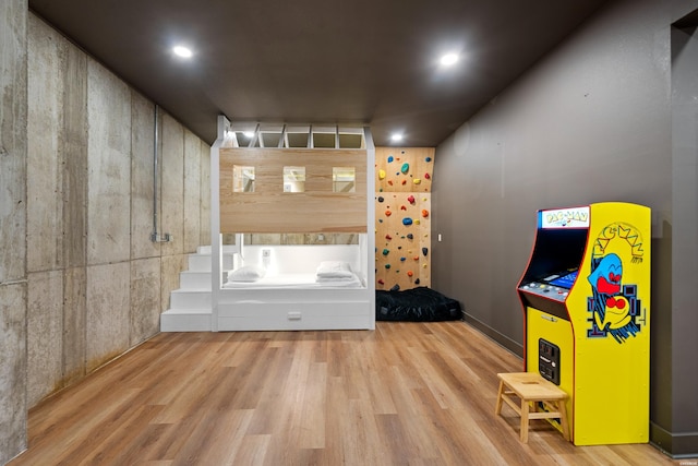 game room featuring wood finished floors