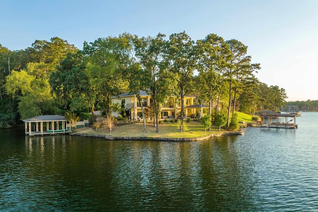 water view with a boat dock