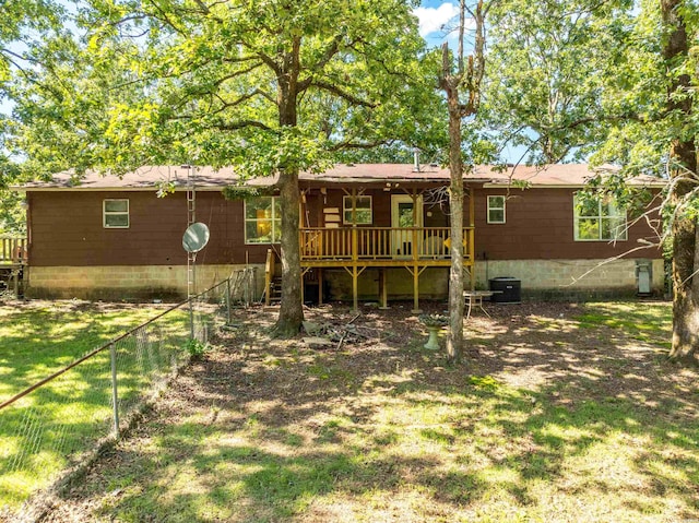 124 Primrose Ln, Pearcy, AR 71964 - rear view of house featuring a deck, crawl space, and central air condition unit