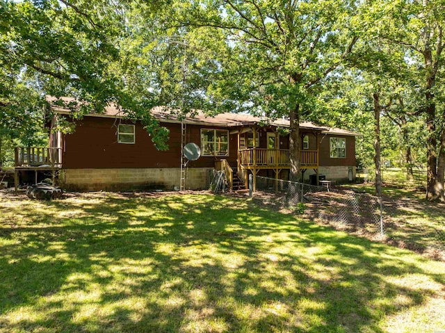 124 Primrose Ln, Pearcy, AR 71964 - view of grassy yard with stairway and a wooden deck