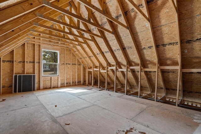 view of unfinished attic