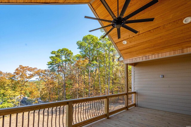 wooden terrace with ceiling fan