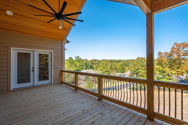 wooden terrace with ceiling fan