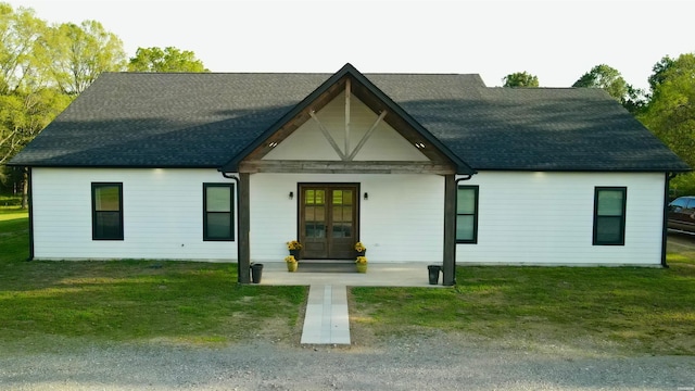 197 Country View Trl, Pearcy, AR 71964 - view of front of home featuring french doors, a shingled roof, and a front lawn