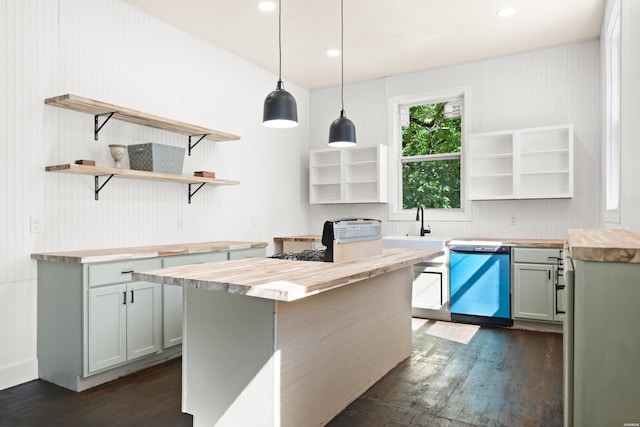 301 Walter St, Hot Springs, AR 71901 - kitchen with butcher block counters, open shelves, and recessed lighting