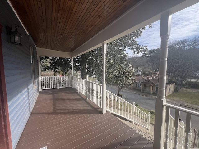 wooden deck with covered porch