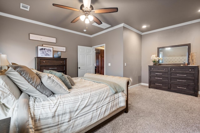115 Gatehills Pl, Hot Springs, AR 71913 - bedroom featuring light colored carpet, crown molding, ceiling fan, and recessed lighting