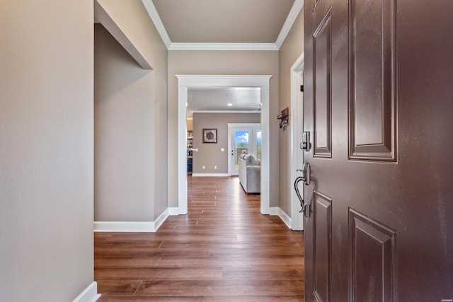 115 Gatehills Pl, Hot Springs, AR 71913 - foyer entrance featuring ornamental molding and dark wood-style flooring