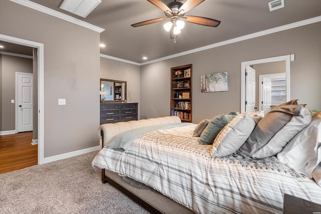 115 Gatehills Pl, Hot Springs, AR 71913 - carpeted bedroom with ornamental molding, recessed lighting, and a ceiling fan