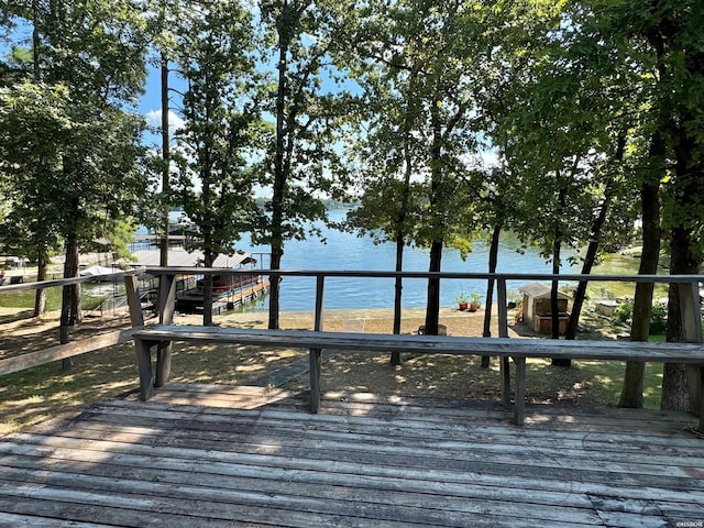 deck with a water view