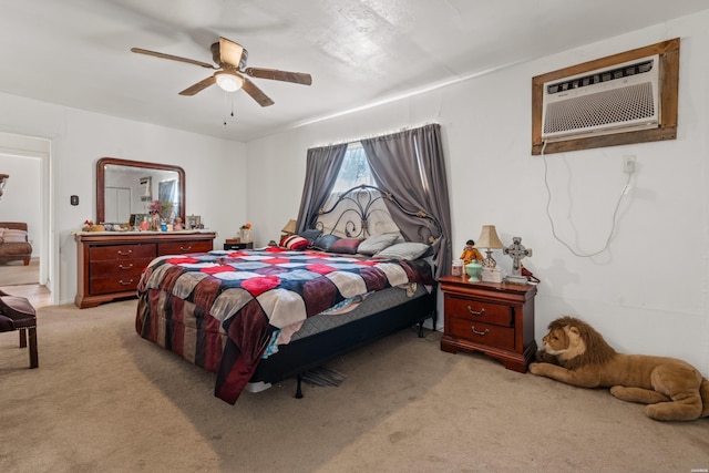 108 Helen St, Hot Springs, AR 71913 - bedroom featuring light carpet, an AC wall unit, and a ceiling fan