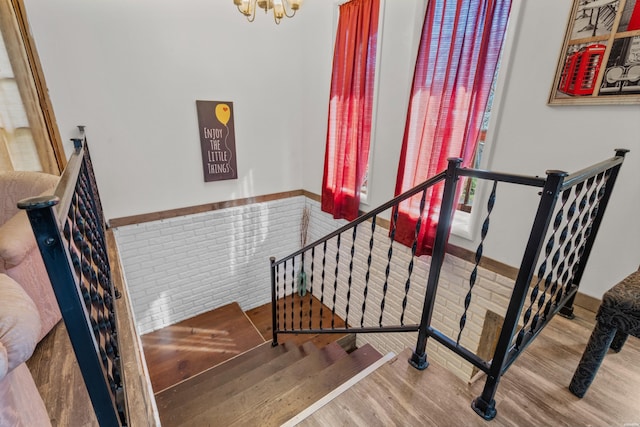 108 Helen St, Hot Springs, AR 71913 - stairway with a chandelier and wood finished floors