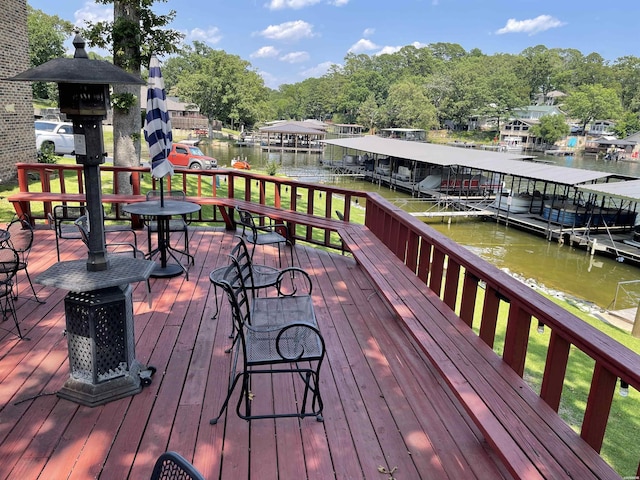 1135 Twin Pts Unit C, Hot Springs, AR 71913 - wooden terrace featuring a water view and view of scattered trees
