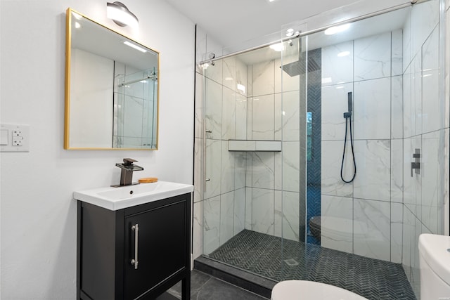 207 Hagen St, Hot Springs, AR 71913 - full bathroom with toilet, a marble finish shower, and vanity