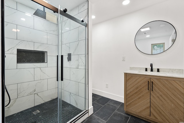 207 Hagen St, Hot Springs, AR 71913 - full bath featuring recessed lighting, a shower stall, vanity, and baseboards
