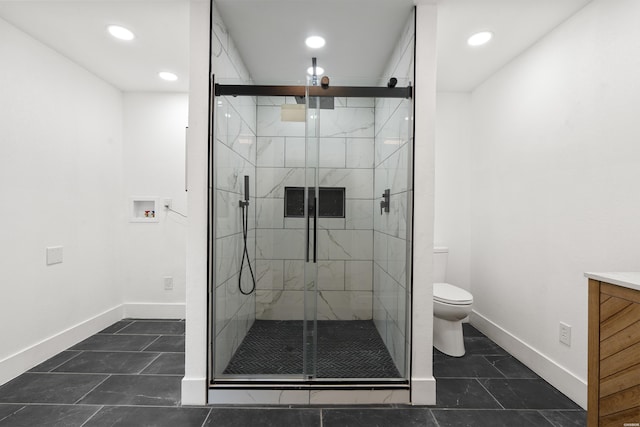 207 Hagen St, Hot Springs, AR 71913 - full bath featuring baseboards, a shower stall, and toilet