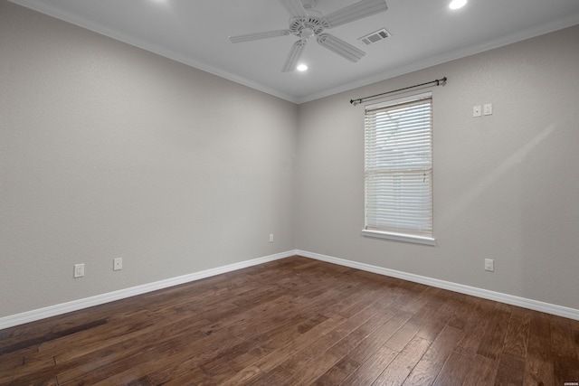 220 Mcdonald Loop, Hot Springs, AR 71913 - empty room featuring a ceiling fan, ornamental molding, recessed lighting, and dark wood finished floors
