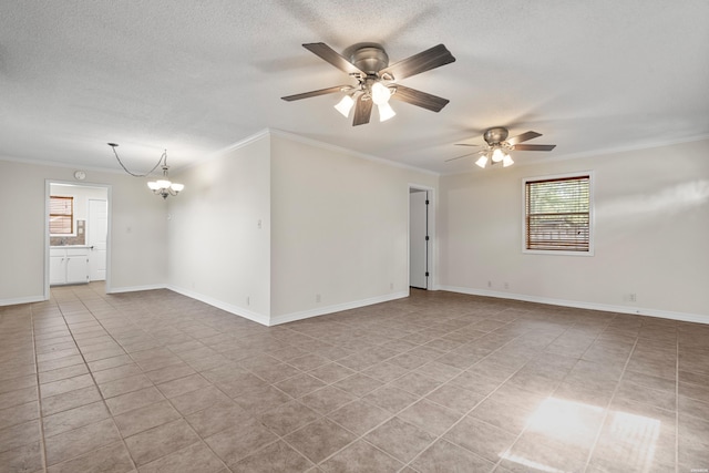 220 Mcdonald Loop, Hot Springs, AR 71913 - unfurnished room featuring plenty of natural light, tile patterned flooring, a ceiling fan, crown molding, and a textured ceiling