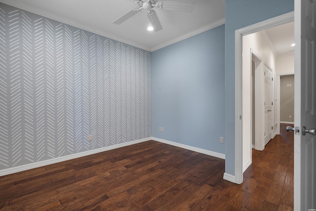 220 Mcdonald Loop, Hot Springs, AR 71913 - empty room with dark wood-type flooring, a ceiling fan, and ornamental molding