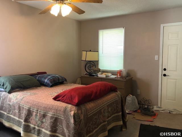 bedroom featuring carpet floors and a ceiling fan