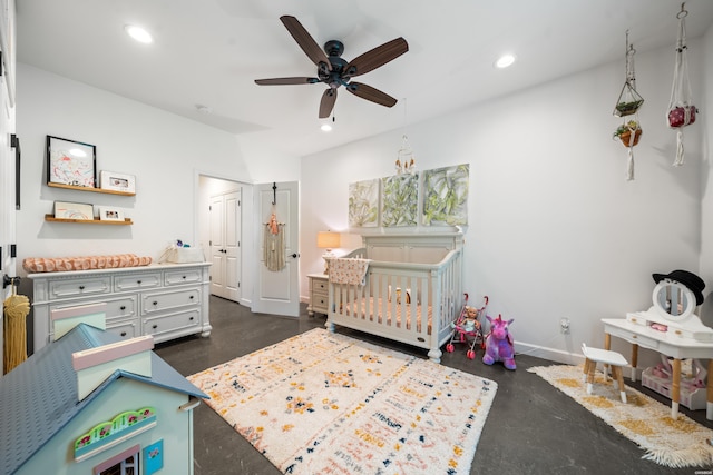 109 Spencer Chase Ct, Hot Springs, AR 71901 - bedroom featuring recessed lighting, ceiling fan, and a crib