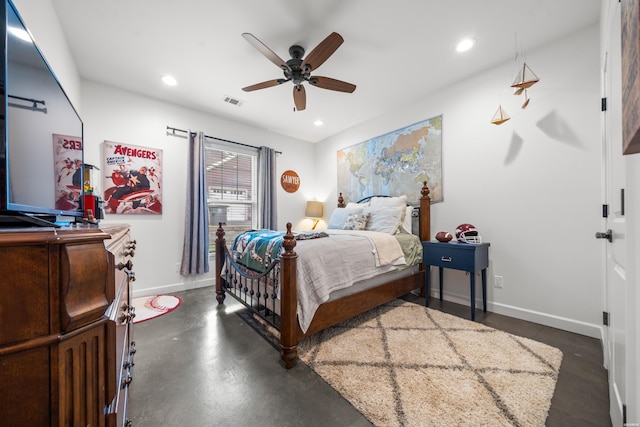109 Spencer Chase Ct, Hot Springs, AR 71901 - bedroom with recessed lighting, finished concrete flooring, and ceiling fan