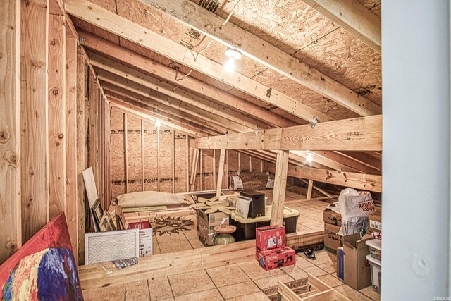 view of unfinished attic