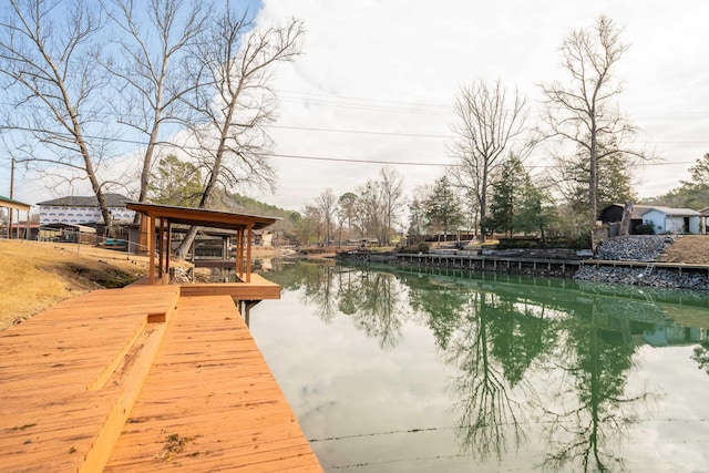 view of dock featuring a water view