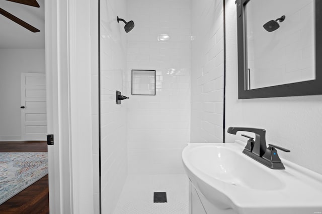 full bath featuring vanity and a stall shower