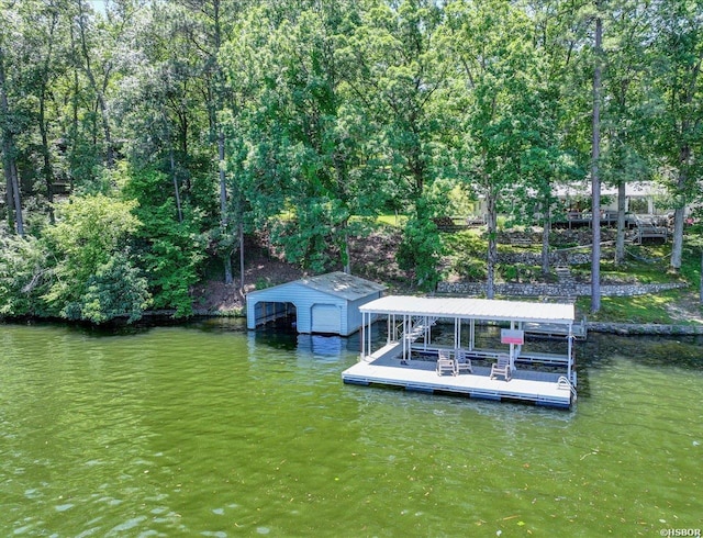 370 Restful Ridge Rd, Hot Springs, AR 71913 - dock area with boat lift and a water view