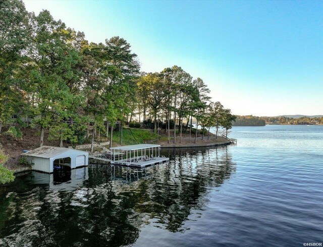 view of dock featuring a water view