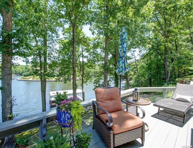 370 Restful Ridge Rd, Hot Springs, AR 71913 - wooden deck with a water view and view of wooded area