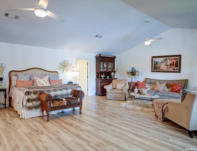 370 Restful Ridge Rd, Hot Springs, AR 71913 - bedroom featuring light wood-style flooring, a ceiling fan, and high vaulted ceiling