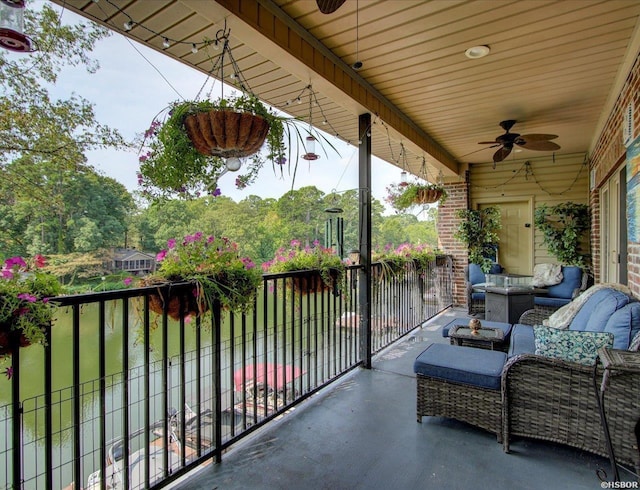 503 Lakeland Dr Unit E6, Hot Springs, AR 71913 - view of patio with ceiling fan, outdoor lounge area, and a balcony