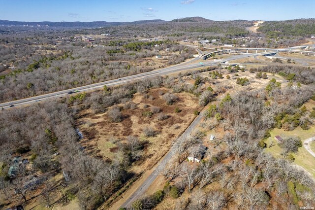 drone / aerial view featuring a mountain view