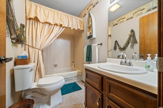 105 Long Island Bay Unit A1, Hot Springs, AR 71913 - bathroom with vanity, a textured ceiling, and shower / bath combo with shower curtain