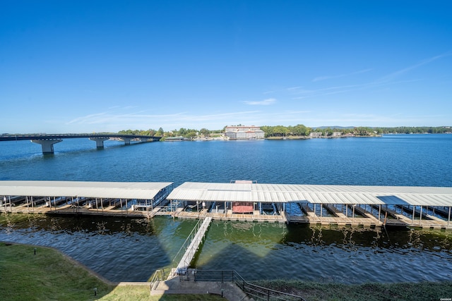 dock area featuring a water view