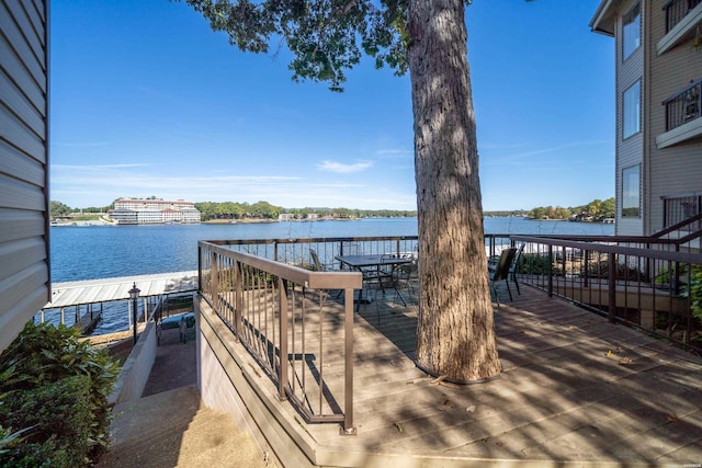 dock area featuring a water view